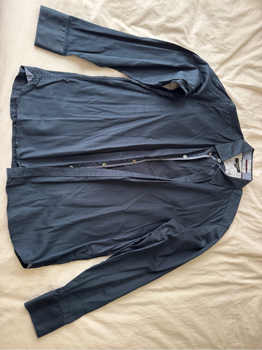 Men's Navy Long-Sleeve Button-Up Shirt